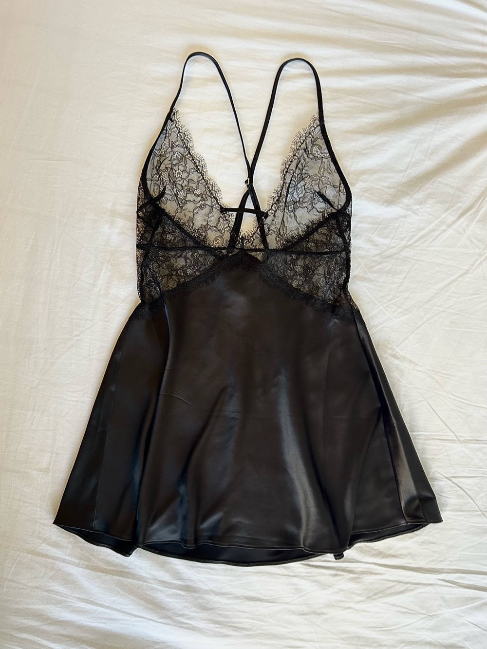 Victorias Secret Satin Eyelash Lace Mini Slip Dress
